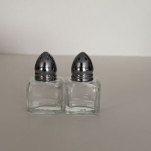 Vintage Individual Square Glass Salt Pepper Shaker Set RP Mark Retro Mid Century